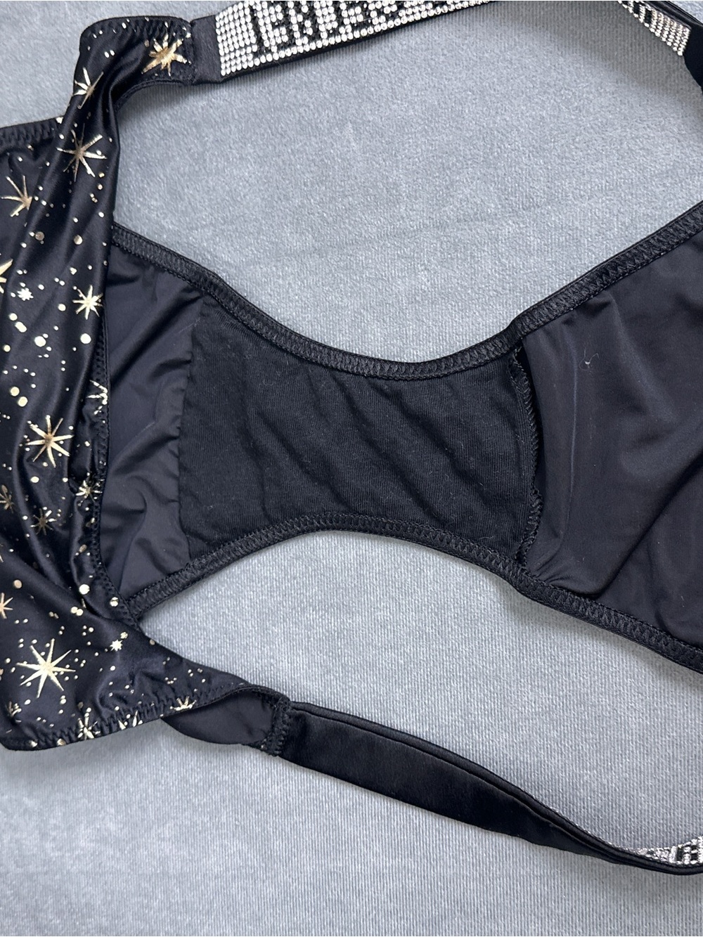 Victoria’s Secret Very Sexy Shine Strap String Bikini Panties Size XL Black Star - Picture 10 of 11